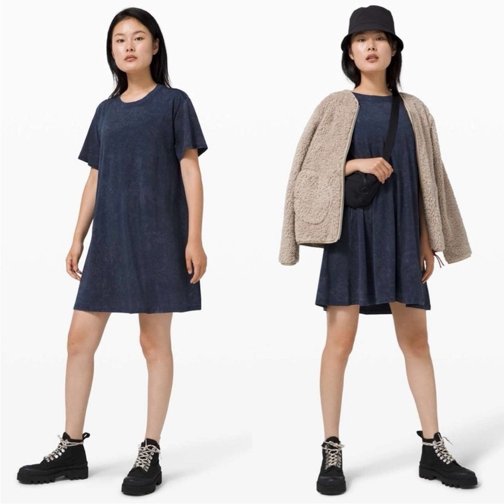 Lululemon All Yours Tee Dress in Cloudy Wash True Navy